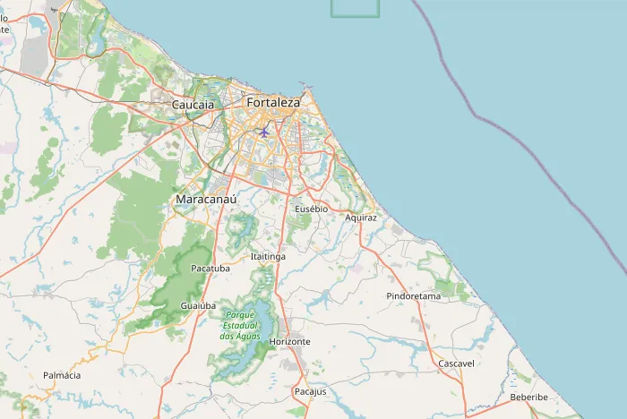 Mapa de Fortaleza e Região Metropolitana com as cidades atendidas